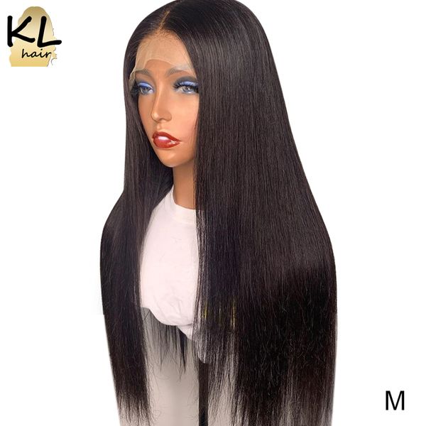 

KL Lace Front Human Hair Wigs Straight Pre Plucked With Baby Hair 8-26 Inch Brazilian Remy Human Hair 130% Density 13x4 Lace Wig, Natural color