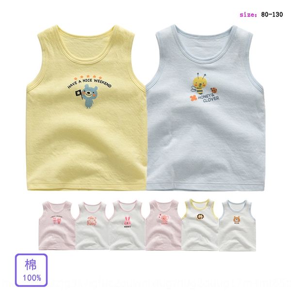 

new double-layer combed pure cotton baby underwear vest vest autumn and summer thickened undershirt non-fluorescent underwear, Blue