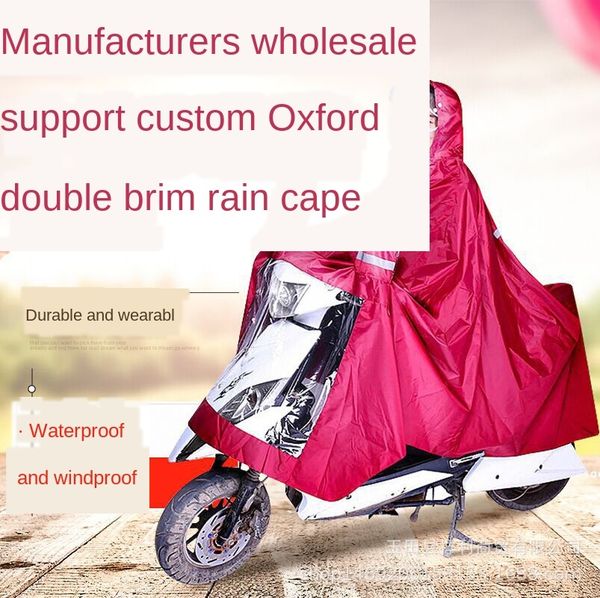 

nu9dm fashion outdoor motorcycle electric vehicle motorcycle raincoat electric vehicle multi-functional single waterproof double brim, Red;brown
