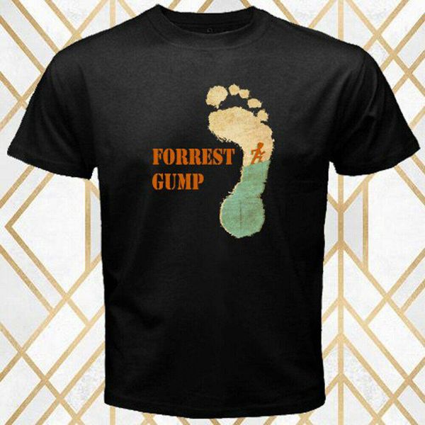 

Forrest Gump run Forrest movie poster mens black T shirt size S 3XL