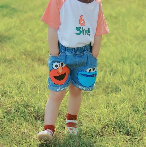 

denim japanese and shorts korean fashionable children's cartoon fashion boys' and boys' children's shorts, Blue