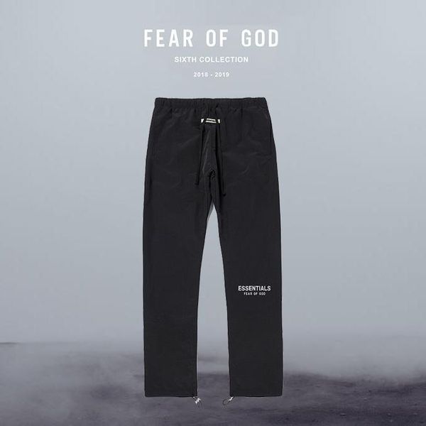 

fear of god pants fog 3m reflective drawstring nylon trousers essentials solid loose comfortable spring autumn men's pants fashion casu, Black