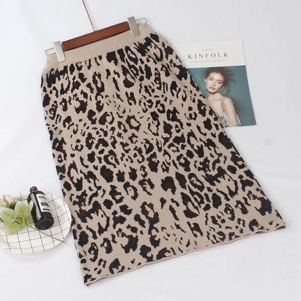 

autumn winter warm women pencil skirt fashion leopard casual straight knitted skirt long warm female sweater skirts, Black