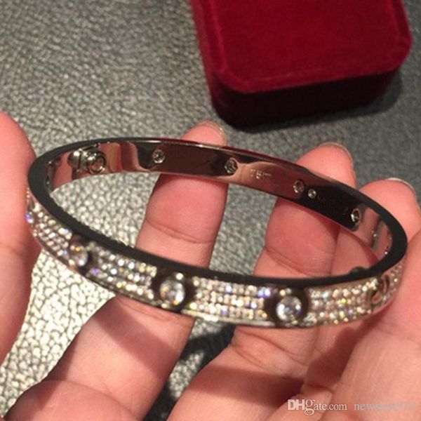 

men and women lover bracelets with full cz diamond silver rose gold bangle with screwdriver bracelet for lovers jewelry, Black