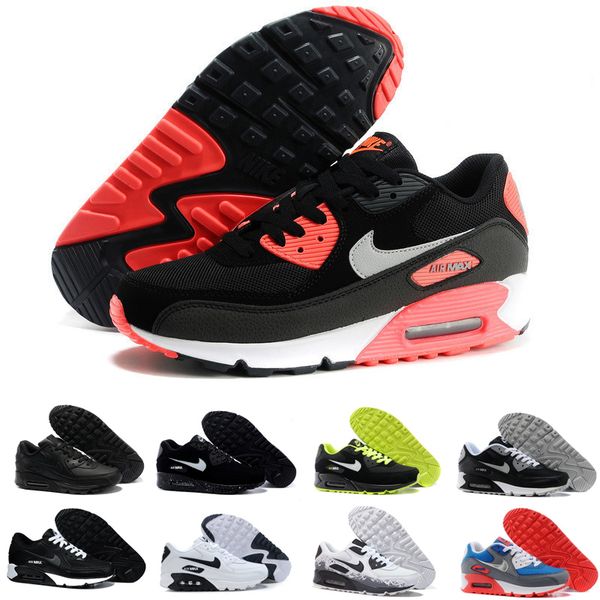 

2020 90s mens running shoes camo bred triple white black red 90 mens trainers cushion surface sports sneakers size 36-45