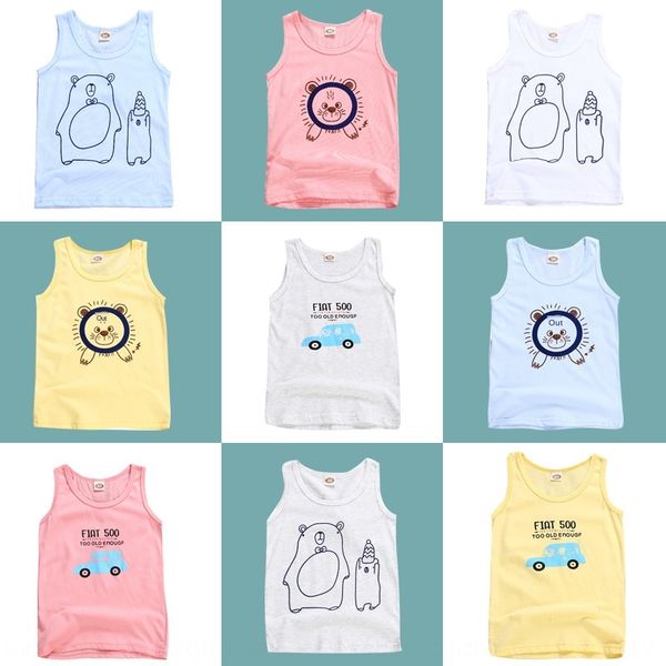 

2019 children's cotton round collar vest all-match cartoon vest shirt printed children's cotton comfortable sleeveless shirt, Blue