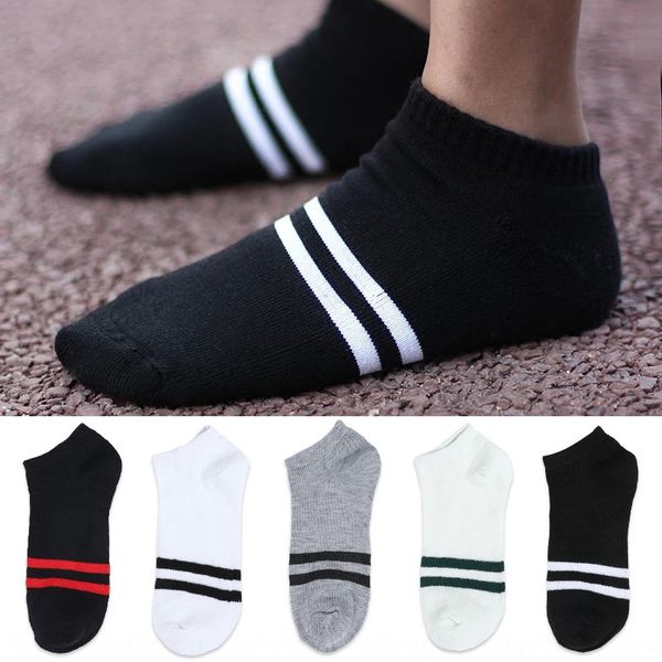 

low price men's breathable boat cotton boat socks pure color striped color matching shallow mouth simple men's cotton socks, Black
