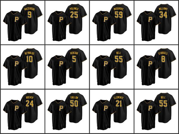 

pittsburgh pirates men guillermo heredia bill mazeroski gregory polanco trevor williams replica alternate women youth jersey, Black;red