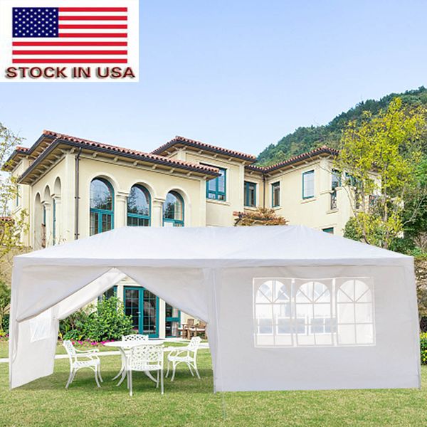 

outdoor tent home party dining tent portable white awning 3 x 6m six sides two doors waterproof tent with spiral tubes