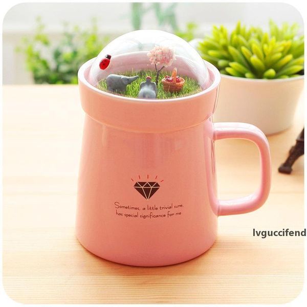 

400ml big capacity creative cartoon animal cow hedgehog ladybug micro landscape caneca milk coffee mug office ceramic cups gifts t200506