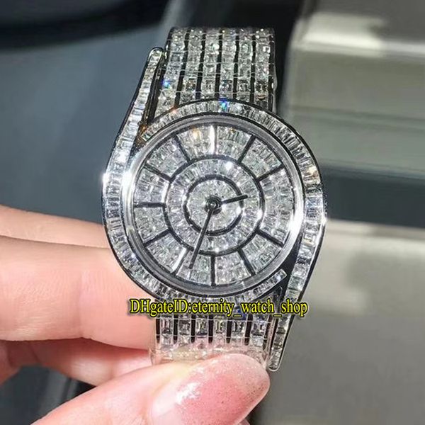 

edition v7 jewelry watch series gala g0a38169 t diamond inlay dial swiss quartz movement mens watch diamonds iced out full lady watches, Slivery;brown