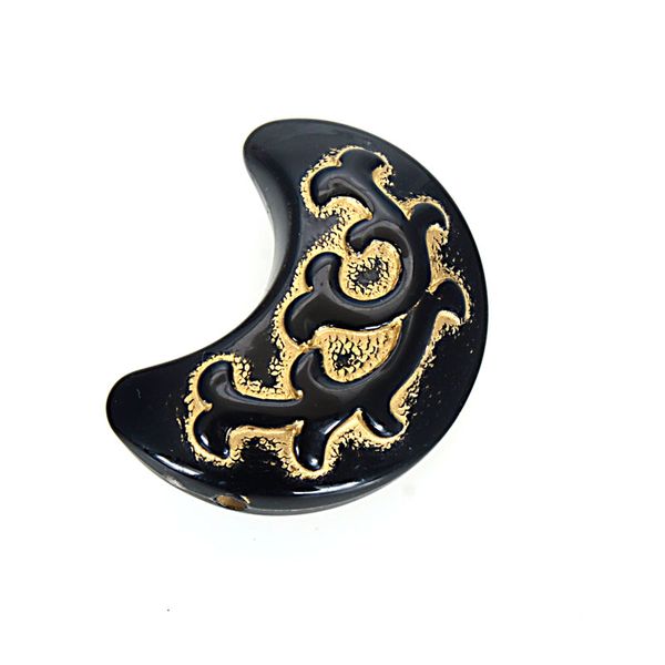 

miasol 10 pcs 32mm plating acrylic vintage antique design moon spacers charms beads for diy bracelets necklaces jewelry making, Black