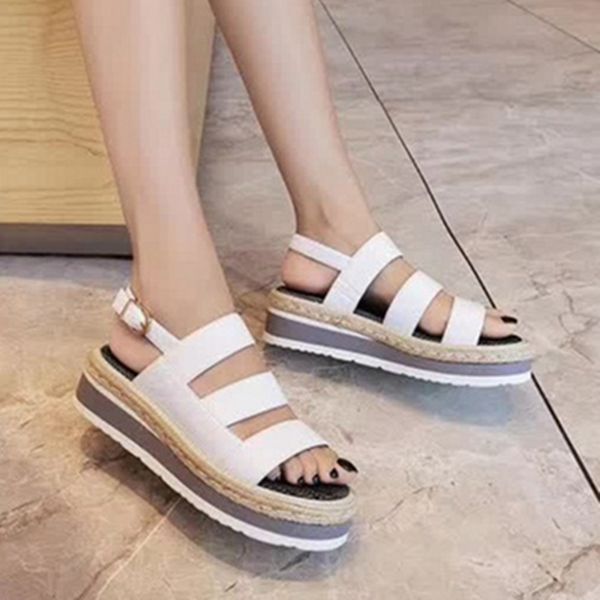 

women shoes comfort casual plain muffin sandals platform ladies casual solid color shoes zapatos de mujer fashion shaoes, Black