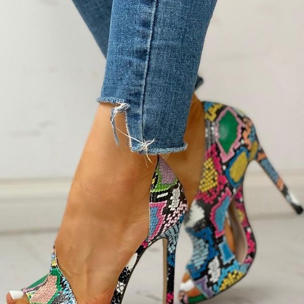 

new wish new fish mouth sandals women's europe and the united states 41 large stiletto heels hollow out women's shoes, Black