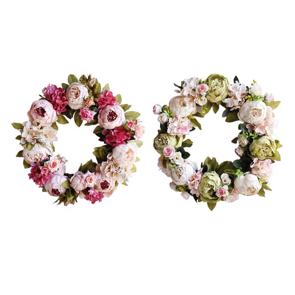 

2pcs artificial flower wreath peony wreath front door wreaths for farmhouse office home wedding decor green white