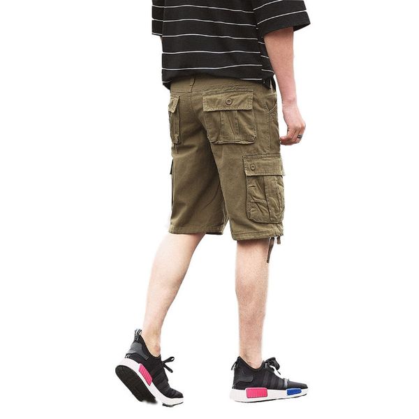

cargo shorts men 2020 summer army tactical homme shorts casual solid multi-pocket male cargo tactical plus size, White;black