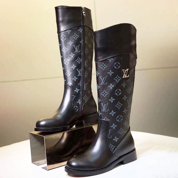 

women boots zipper knee high platform ladies shoes plus size 42 bottes femmes chaussures de femme high womens shoes fashion boot w21, Black