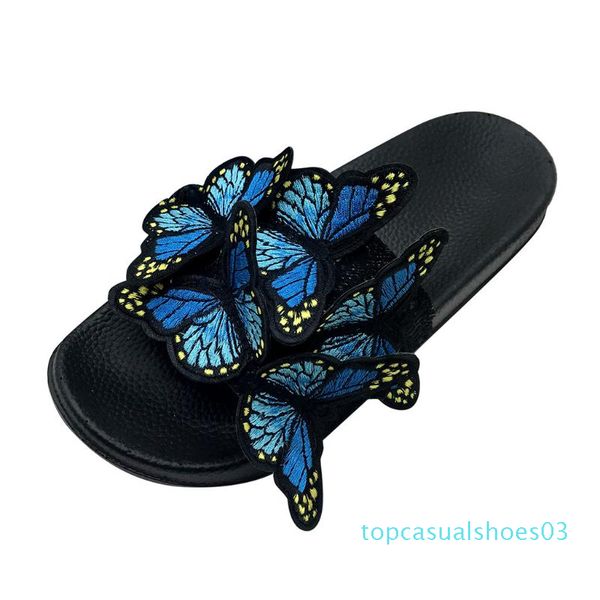 

women's ladies fashion casual butterfly open toe outdoor slippers beach shoes slides women shoes flip flops sandalias mujer#s t03, Black