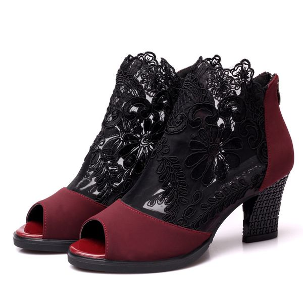 

Factory Direct New Square Dance Shoes Womens Fashion Summer Mesh Open Toe Dance Shoes