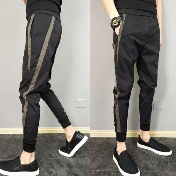 

2020 summer fast hand man with casual nine - minute trousers skinny men's skinny jeans web celebrity haroon black tie