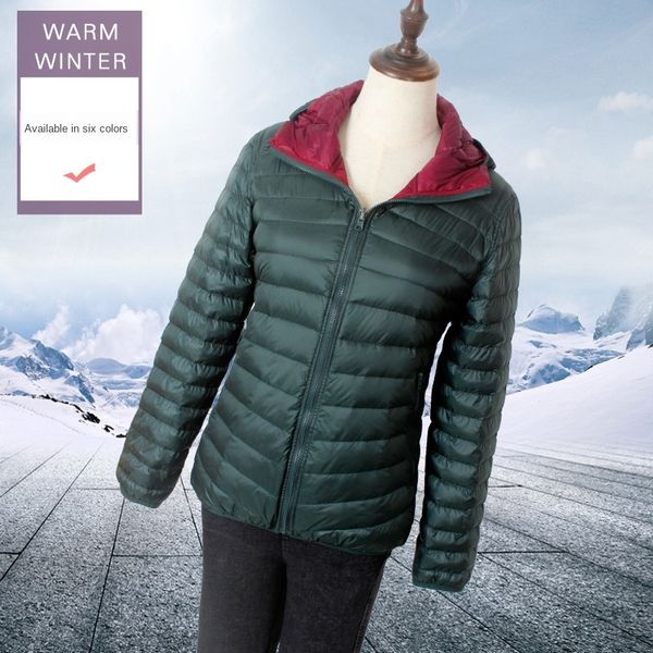 

женская 2020 новый легкий и тонкий теплый пуховик пуховик двухсторонний модно все соответствовать корейский стиль с капюшоном теплое пальто, Black