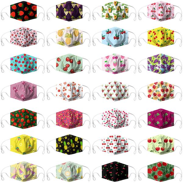 

fruit printed face mask can put pm2.5 filter designer face masks dustproof and smog adjustable ear strap xd23720