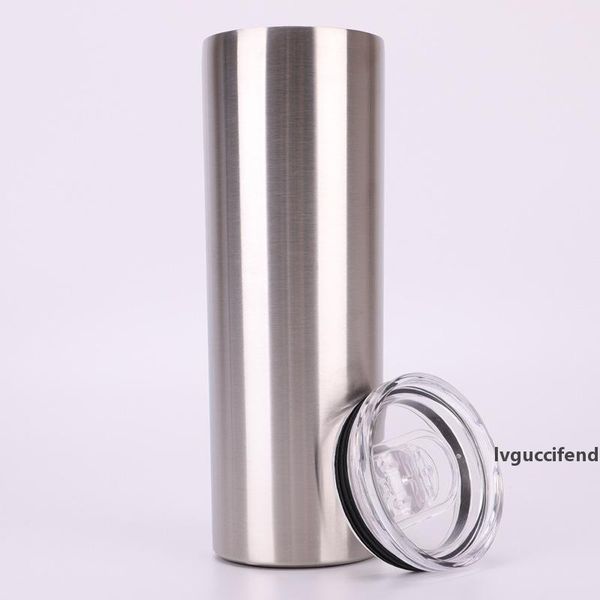 

30oz skinny tumbler solid silver color double walled stainless steel sippy cup vacuum insulated straight tumbler