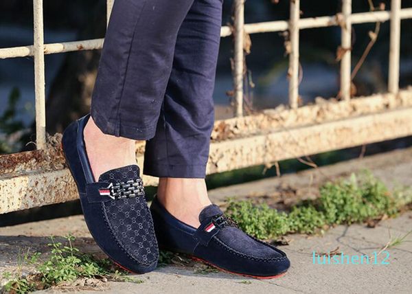 

luxury leisure flats mens designer casual dress shoes suede leather metal buckle wedding shoes fashion sneaker men shoes big size l12, Black