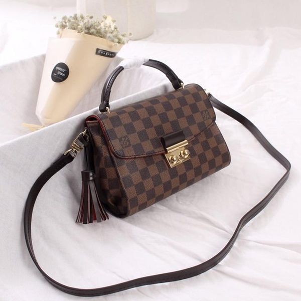 

fast delivery luxury womens bag leather shoulder fashion crossbody handbags handle tote messenger bags plaid design vintage lady bags