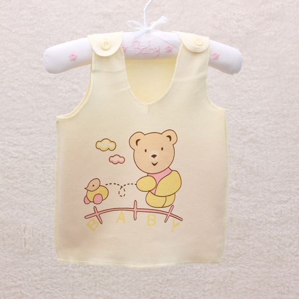 

bmx9f sto t-shirt vest ne pure cotton newborn vest baby children's t-shirt round collar easy to wear and take off shoulder buckle baby, Blue