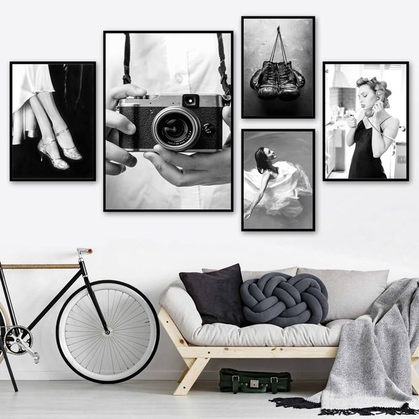 

vintage camera girl fashion kitchen calls nordic posters and prints wall art canvas painting wall pictures for living room decor