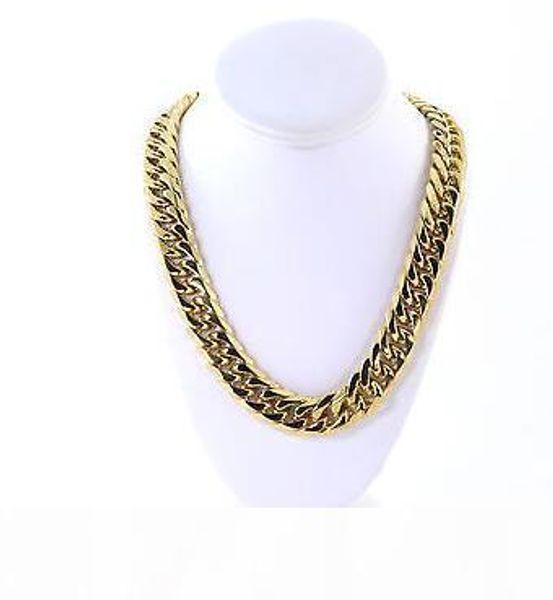 

mens thick large 14k gold plated miami cuban stainless steel chain hip hop, Silver