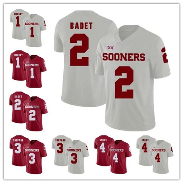 

oklahoma sooners 1 kyler murray 2 jeff badet 3 sterling shepard 4 kenny stills mens college football stitched men jersey, Black;red