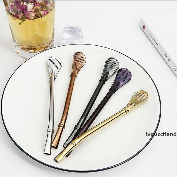 

reusable eco-friendly stainless steel straw spoon drinking straw spoon tea filter yerba mate coffee tea drinking tool spoon straws