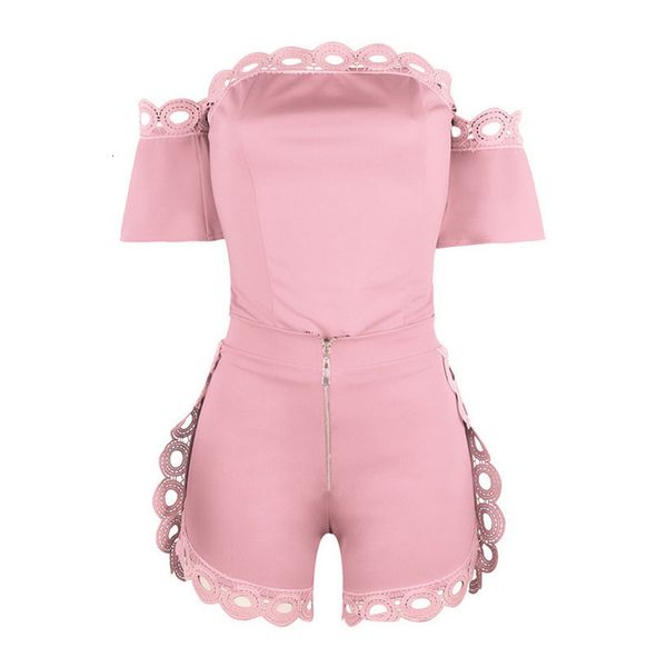 

two piece set women solid off shoulder matching sets strapless lace patchwork shorts zipper suits set #es, Gray