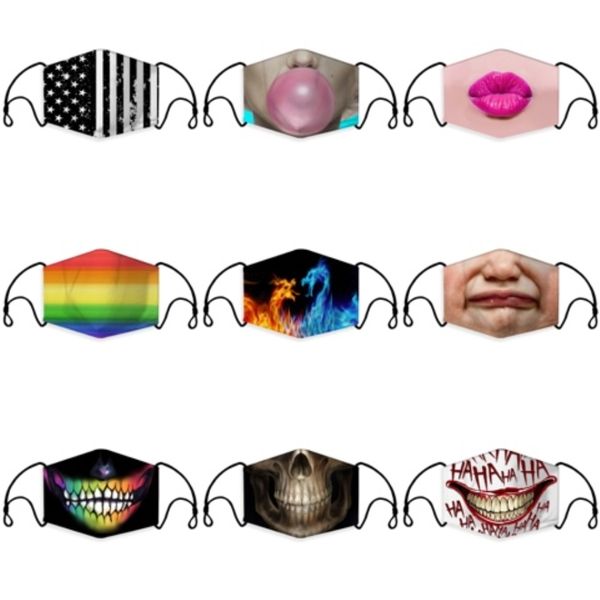 

designer face mask fun fancy dress lower half face mouth muffle mask reusable dust warm windproof cotton mask#184