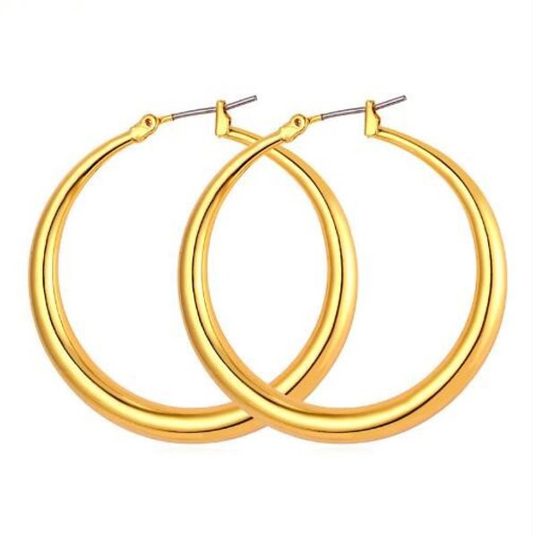 

trendy big size style large hoop earrings for women fashion 18k real gold plated big size earrings e424, Golden;silver