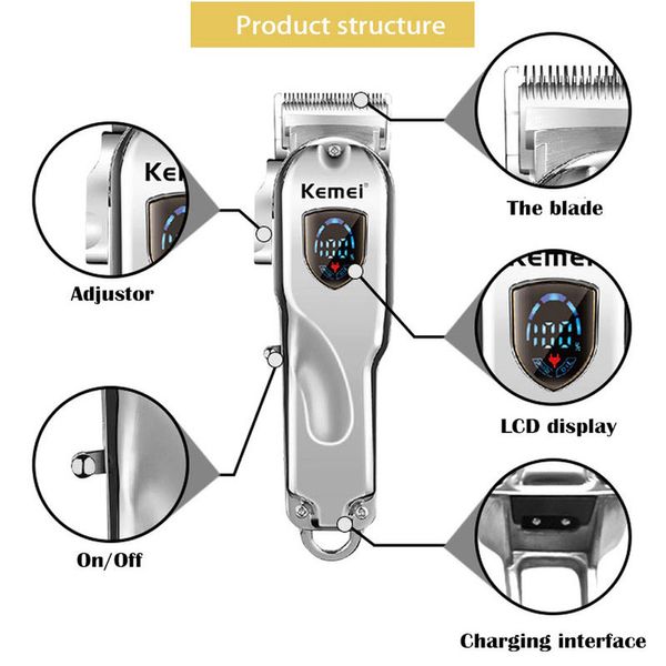 

hair trimmer cordless hair cutter barber hair clipper blade adjustment lcd beard trimmer maquina de acabamento de cabelo profissional