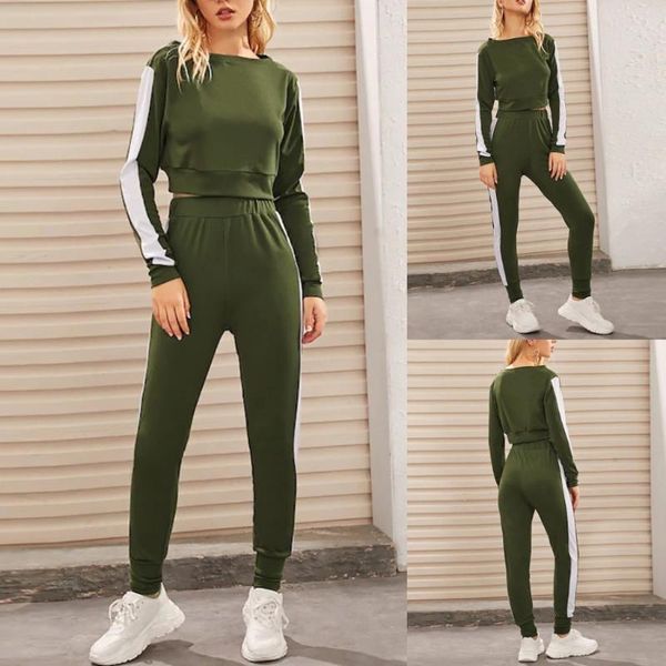 

women tracksuit sweatshirt pants sets sport long sleeve wear casual suit sets, White;black