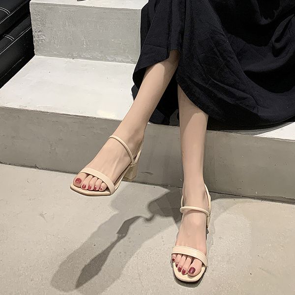 

женского сандал низких сандалий женщина кожа мода женская обувь 2020 all-match два уэр clear heels slip-на бездельник лето, Black