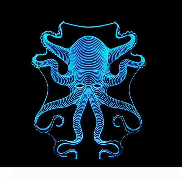 

2020 new octopus 3D night light colorful touch remote control 3D LED visual light gift atmosphere decorative table lamp