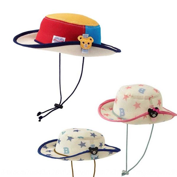 

japanese korean new boys' and girls' sun hat cartoon star pattern cloak stars and stars flangtable with cloak mesh basin hat, Yellow