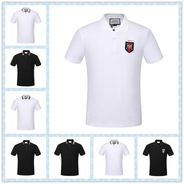 

casual men new summer assembly lapels, short sleeve embroidery.polot shirt, the epitome of a successful man m-3xl, White;black