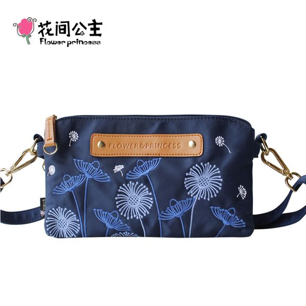 

flower princess brand women fashion shoulder bag ladies double zipper bag teenage girls embroidery messenger crossbody bags