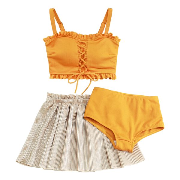 

2020 women three piece bikini set swimsuit summer swimming beach wear biquinis swimwear bandage sports swim suits, White;black