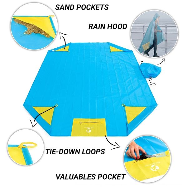 

5gm9k portable three-in-one poncho multi-functional bian xie dian three-in-one raincoat raincoat multi-fun mat sky curtain outdoor picnic wa