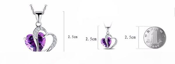 

e diamond ring fashion fine jewelry real 925 silver romantic heart purple crystal pendant necklace for women pure silver jewelry neckla