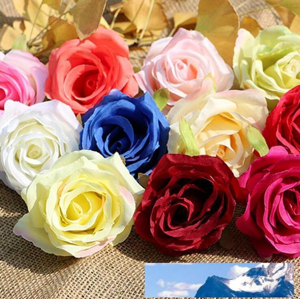 Seidenrosenkopf Großhandel Rosenköpfe künstliche Blumen 3,14 Zoll Durchmesser gefälschter Kopf hochwertige Seide kostenloser Versand WR007