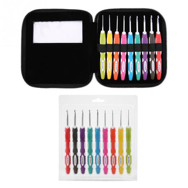

9pcs hooks needles sewing tools crochet hooks set knitting smooth needlestools ergonomic crochet set case home use sewing tools, Black