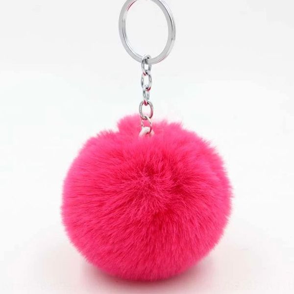 

price simulation fur ball 8cm imitation rabbit fur bag key chain pendant key chain women's car pendant, Silver